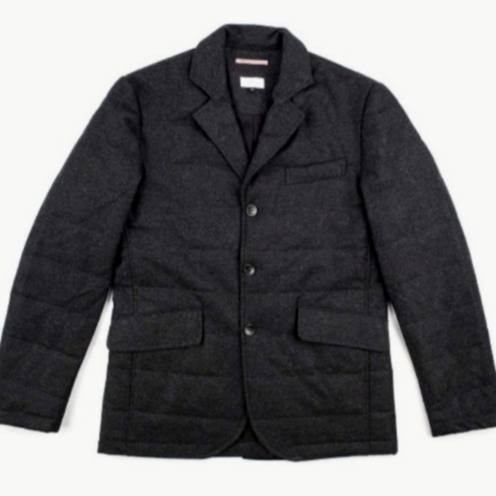 Apolis Global Citizen Huckberry Wool Quilted Blazer Jacket Charcoal XL